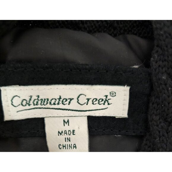 Coldwater Creek Leather Embroidered Blazer Size Medium Black Suede boho button - Picture 3 of 11